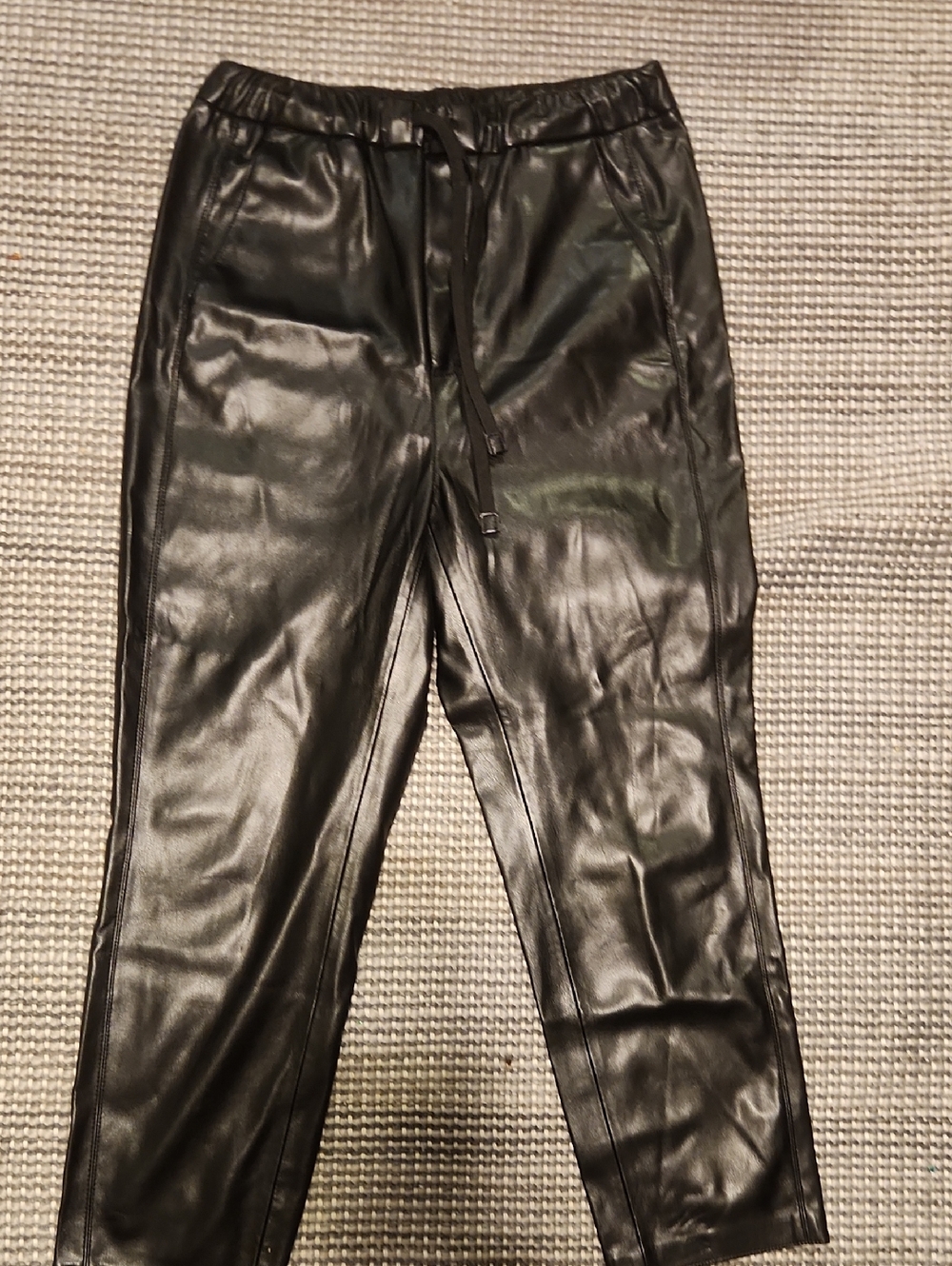 Zara Black Faux Leather Jogger Trousers